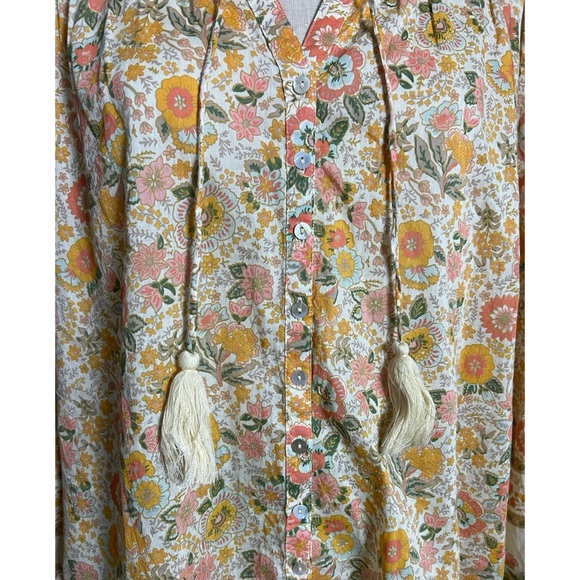 Elan Tie Neck Peasant Blouse M - Picture 7 of 15